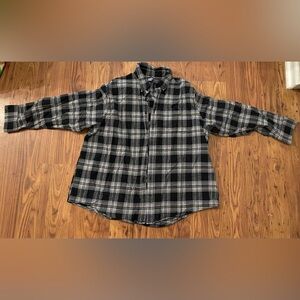 Lands' End Black and White Plaid Long Sleeve Flannel 3XL Shirt